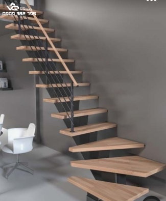 CẦU THANG SẮT BẬT GỔ 3